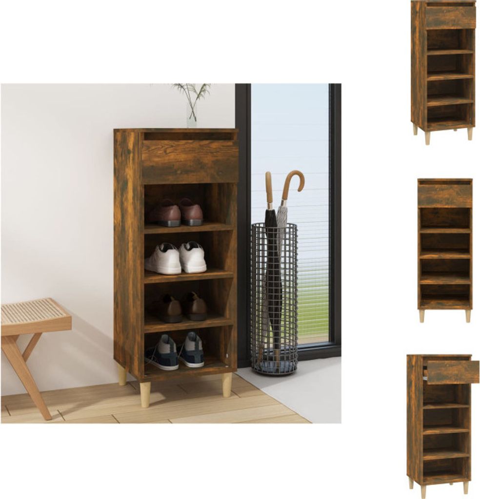 vidaXL Schuhschrank Räuchereiche 40x36x105 cm Holzwerkstoff - Schuhregale & -schränke
