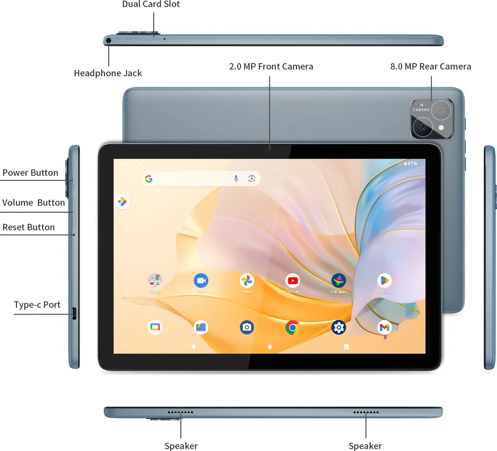 Tablette Tactile 10 Pouces Pack Bureau Complet avec Android 14 et 128Go - 5