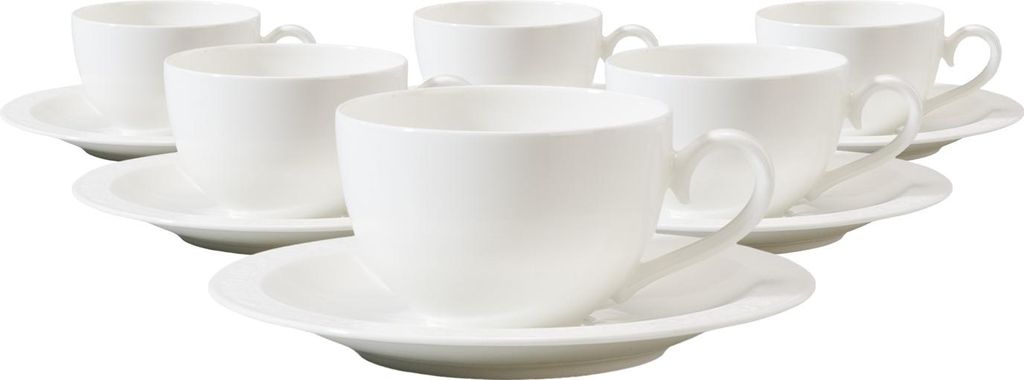 Villeroy & Boch White Pearl Cappuccinotasse mit Untertasse 310 ml 6er Set