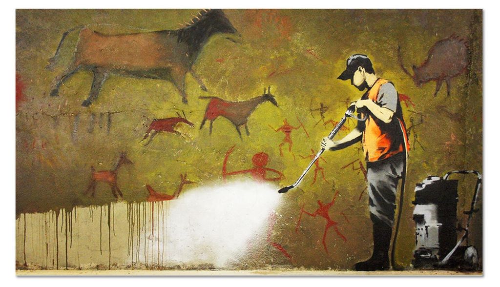 Giallobus - Hochdruckreiniger für Felsmalerei - Banksy - 140L x 80B cm - Bild - Acrylglas
