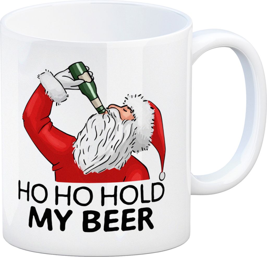 Ho Ho hold my beer Kaffeebecher mit Weihnachtsmann Motiv