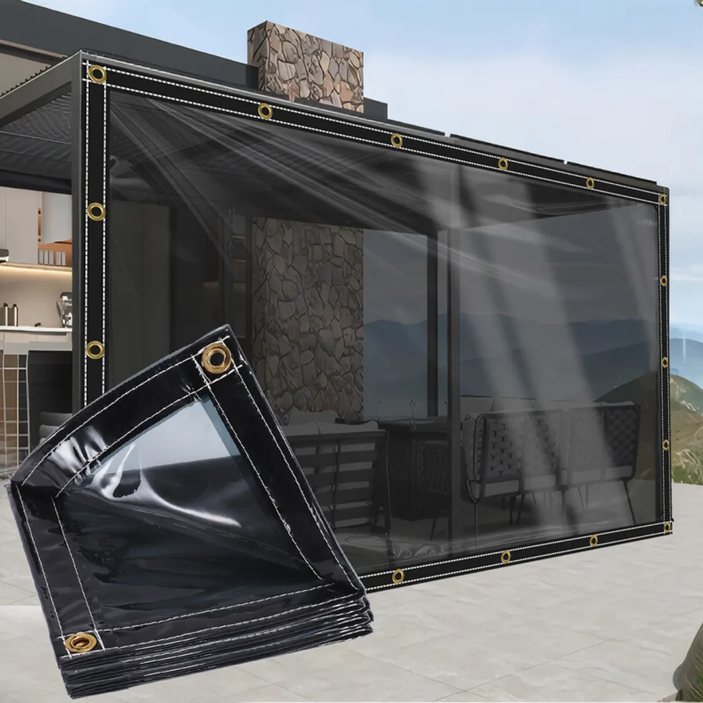 Bâche résistante aux UV et intempéries en PVC noir semi-transparent 1x3m