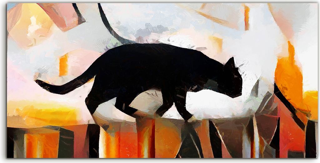 Coloray - Glasbild - 120x60 cm - Wandbild - Glasbilder - Das Katzenbild surreale Abstraktion