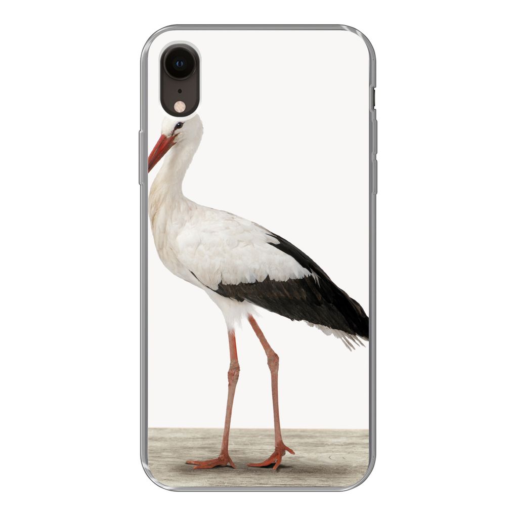 MuchoWow Handyhülle Schutzhülle Hülle für iPhone XR Storch - Vogel - Tiere - Jungen - Kinder - Mädchen Silikon Softcase Handy Hülle - Schut...