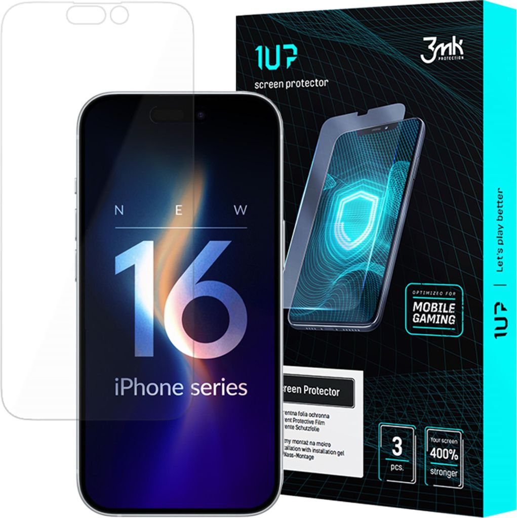 3MK 1UP, Apple, iPhone 16 Plus, Staubresistent, Schlagfest, Transparent, 3 Stück(e)