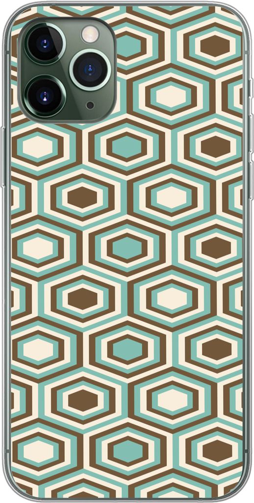 MuchoWow Handyhülle Schutzhülle Hülle für Telefoonhoesje iPhone 11 Pro Retro - Honigwabe - Blau - Braun Silikon Softcase Handy Hülle - Handy