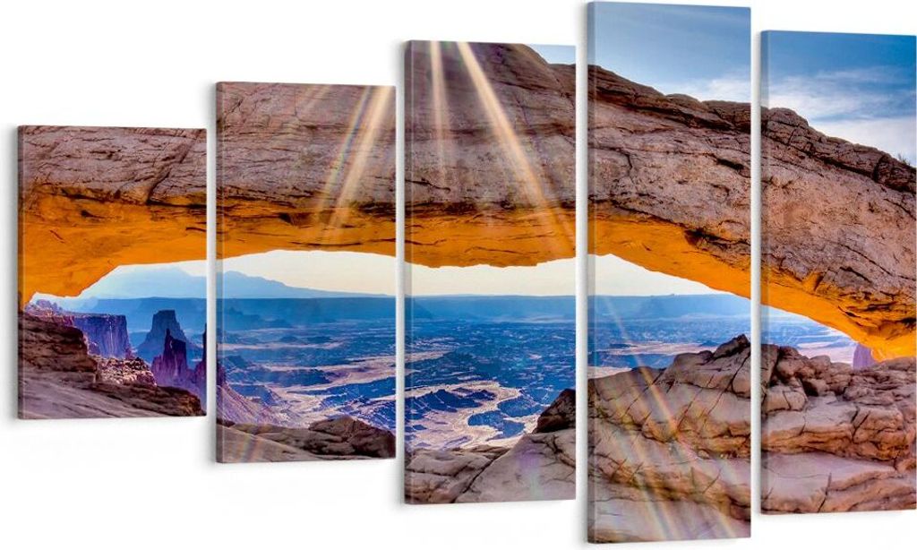 Bild auf Leinwand - Leinwandbild - Felsen Ansicht Landschaft - 100x60cm - Wand Bild - Wanddeko - Leinwanddruck - Bilder - Kunstdruck - Wanddekorati...