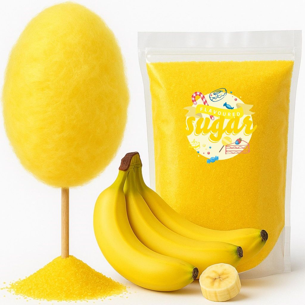 Aromazucker Banane Gelb 100 g – farbiger Zucker für Zuckerwatte, Popcorn und Zuckerwattemaschine