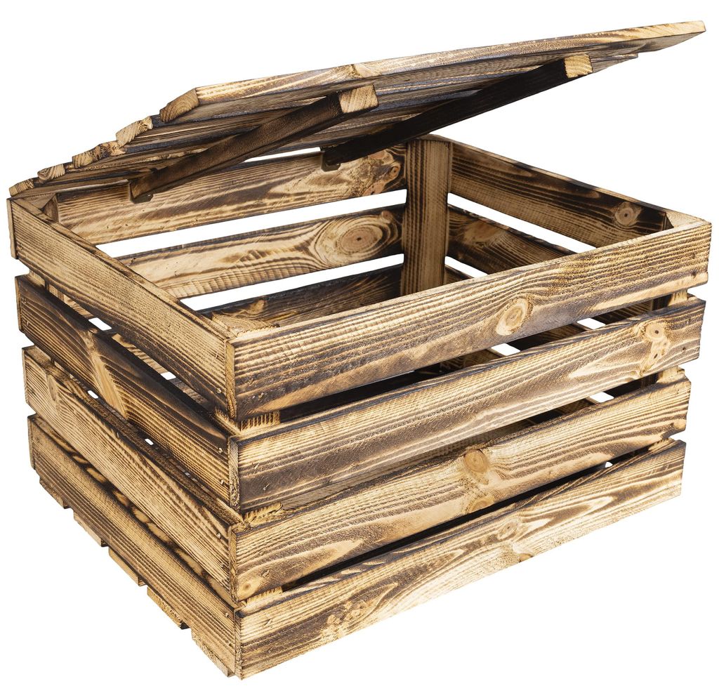 Creative Deco Gevlamde Houten Doos met Groot Deksel, 50 x Productafbeelding 