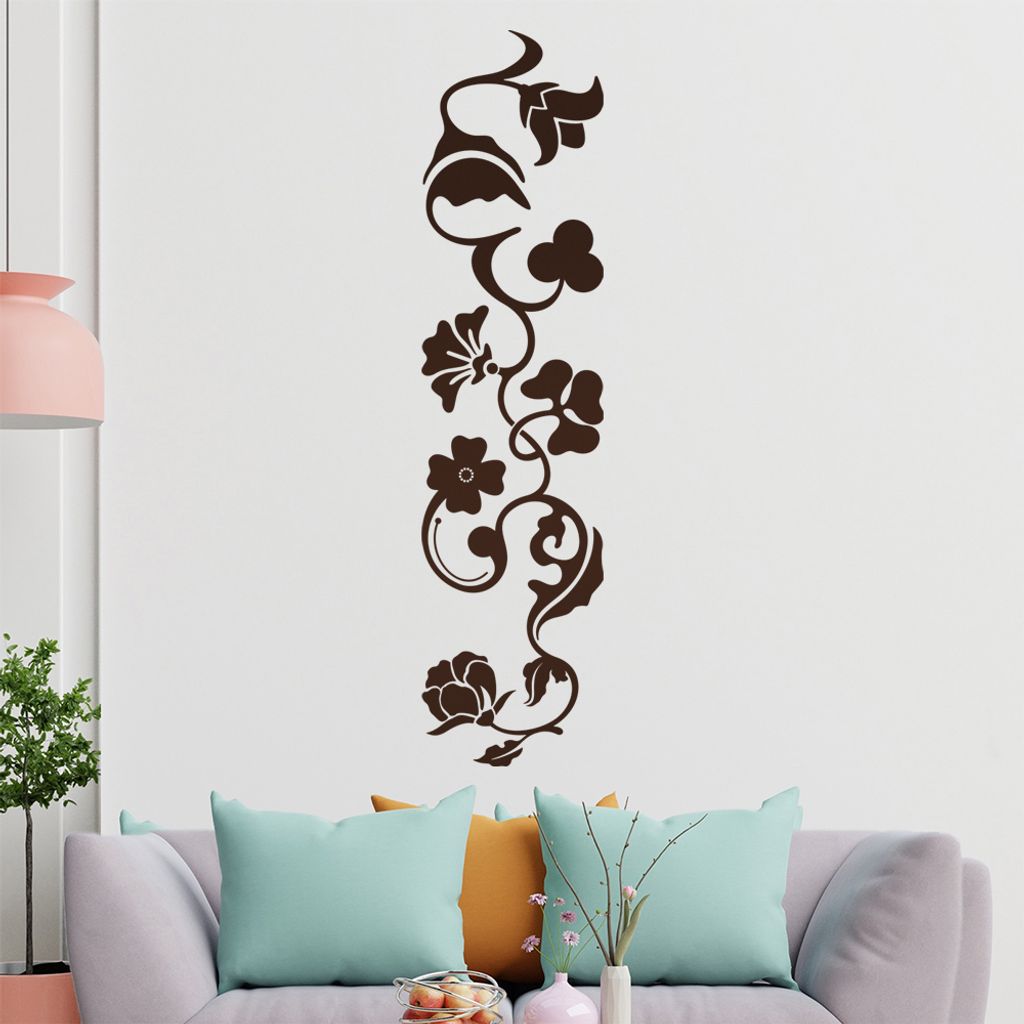 verrschiedene Blüten - Tribal Wandtattoo in 6 Größen - Wandaufkleber Wall Sticker - Dekoration, Küche, Wohnzimmer, Schlafzimmer, Badezimmer