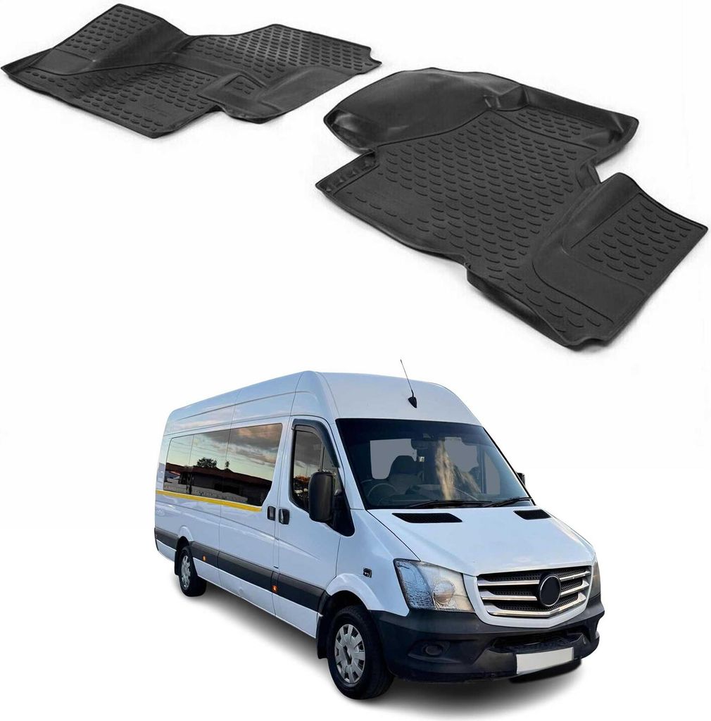 OMAC Gummimatten Fußmatten für Mercedes Sprinter W906 2013-2018 TPE Schwarz 2x