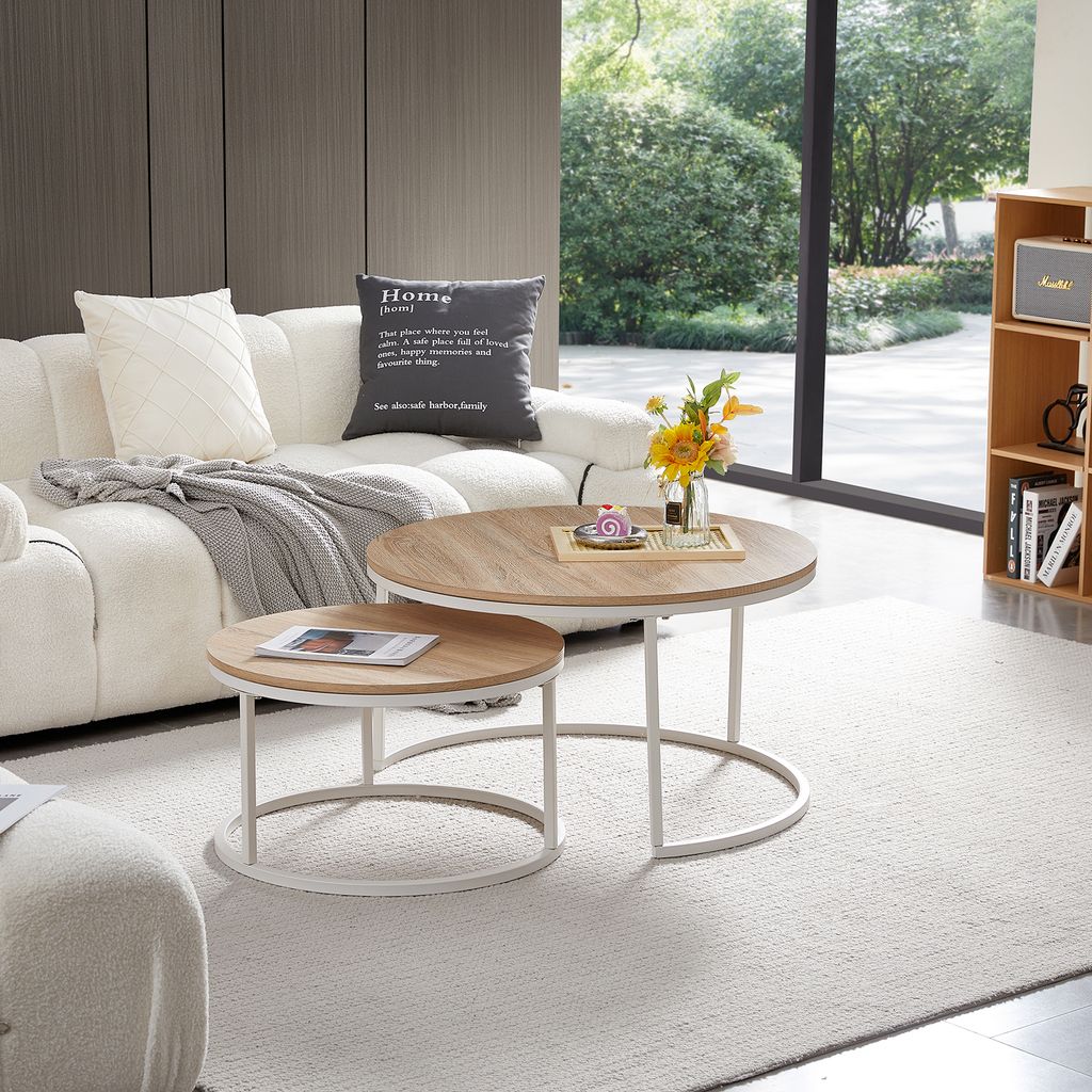 H.J WeDoo Couchtisch rund für Wohnzimmer 2er Set, Produktbild 4