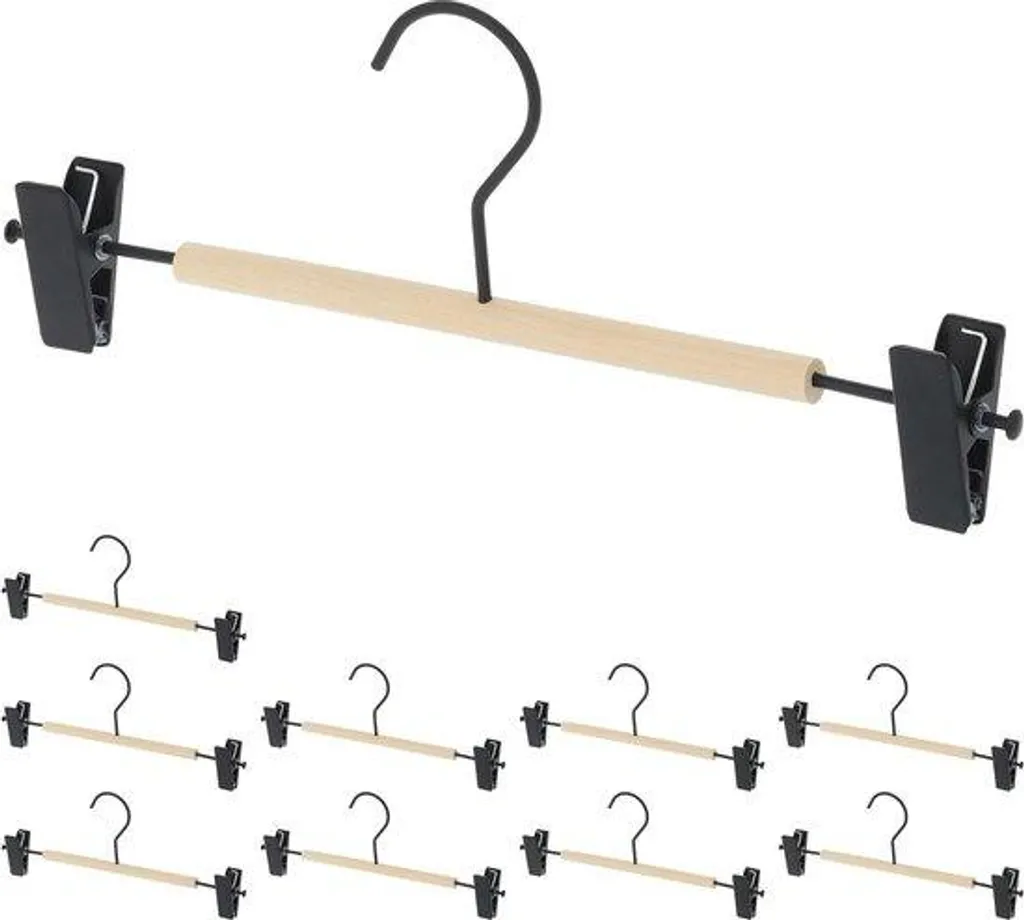Cintre porte-pantalon noir à clips modulables pour jupes et costumes