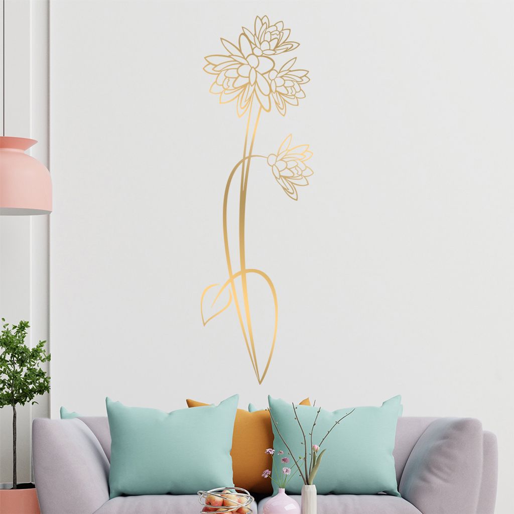Blumen - Linien Wandtattoo in 6 Größen - Wandaufkleber Wall Sticker - Dekoration, Küche, Wohnzimmer, Schlafzimmer, Badezimmer