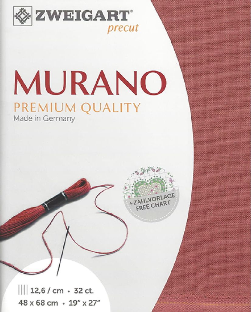 Zählstoff MURANO Zweigart Precut 32 ct. 3984 Farbe 4030 terrakotta, Handarbeitsstoff für Stickerei 48x68 cm