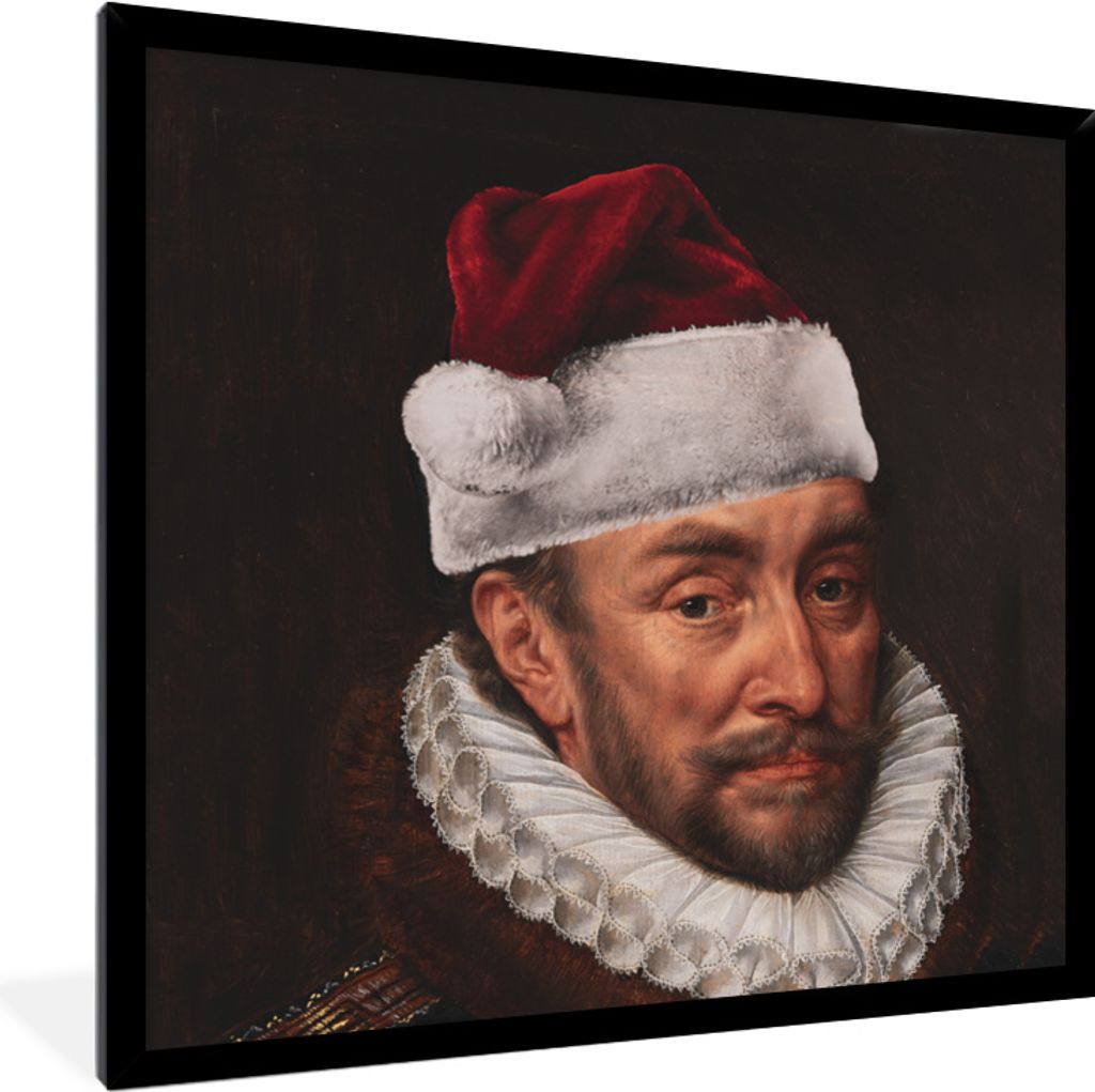 MuchoWow MuchoWow Gerahmtes Poster Wilhelm von Oranien - Hut - Weihnachten 40x40 cm - Poster mit zchwarzem Bilderrahmen - Mit Rahmen - Wanddeko...