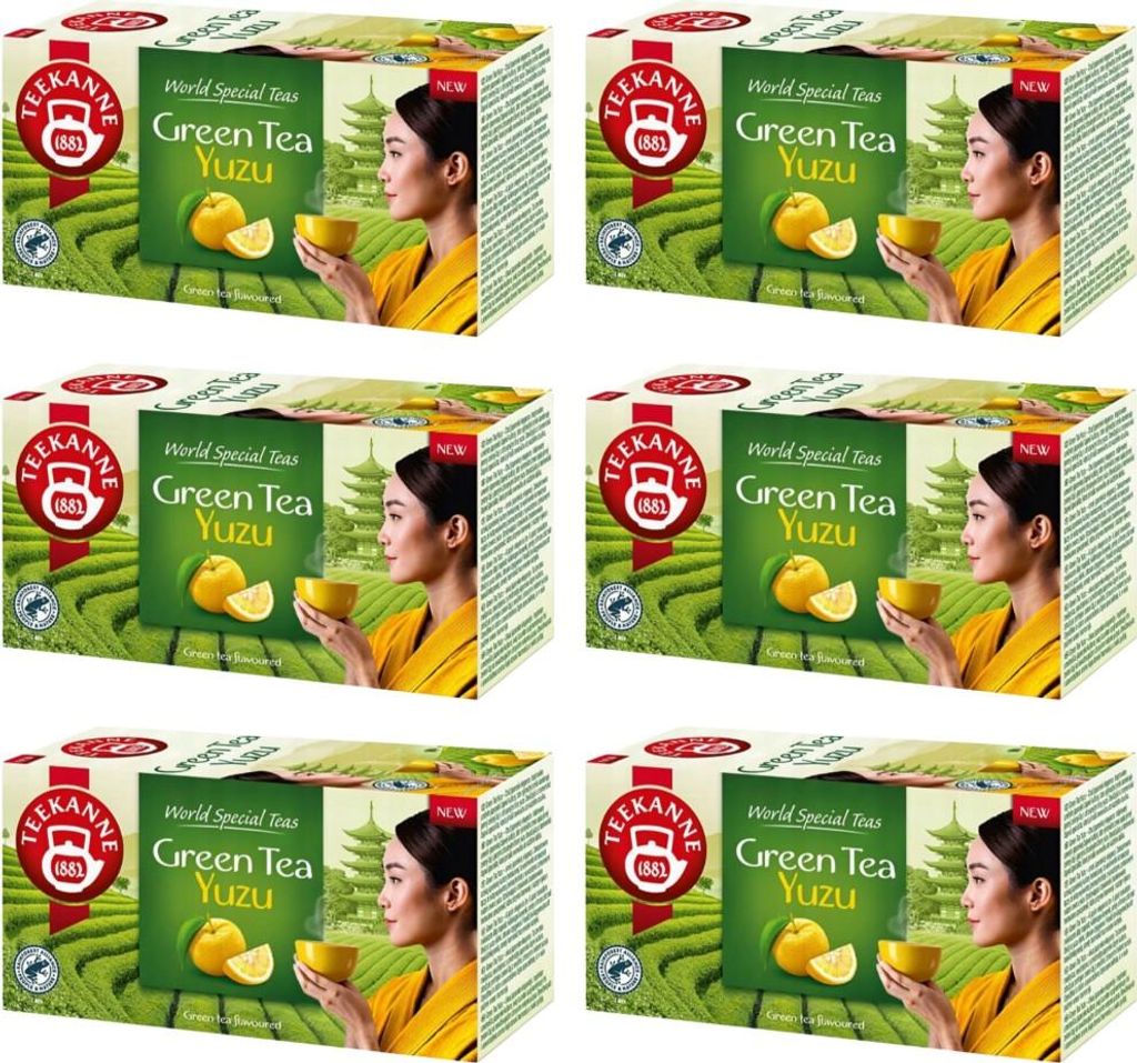 Teekanne Grüner Tee Yuzu 6x 20 Teebeutel - Grüntee im Beutel zitronig frisch
