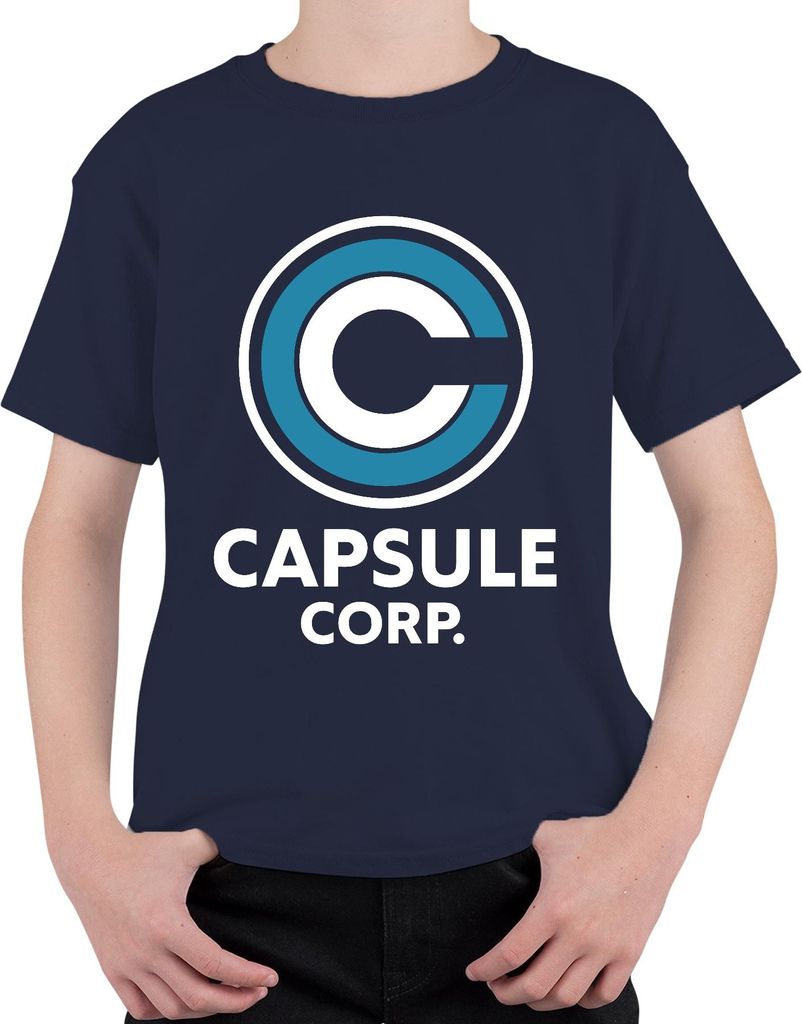CAPSULE CORP. Logo Anime Fan Geschenk Retro Manga Otaku Uni Kinder T-Shirt, Navy, 128