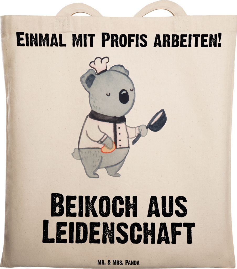 Mr. & Mrs. Panda totebag Beikoch Leidenschaft - Transparent - Geschenk, Restaurant, Küchenhilfe, Tasche, Tragetasche, Gastronomie, Spruch, Tote Ba...