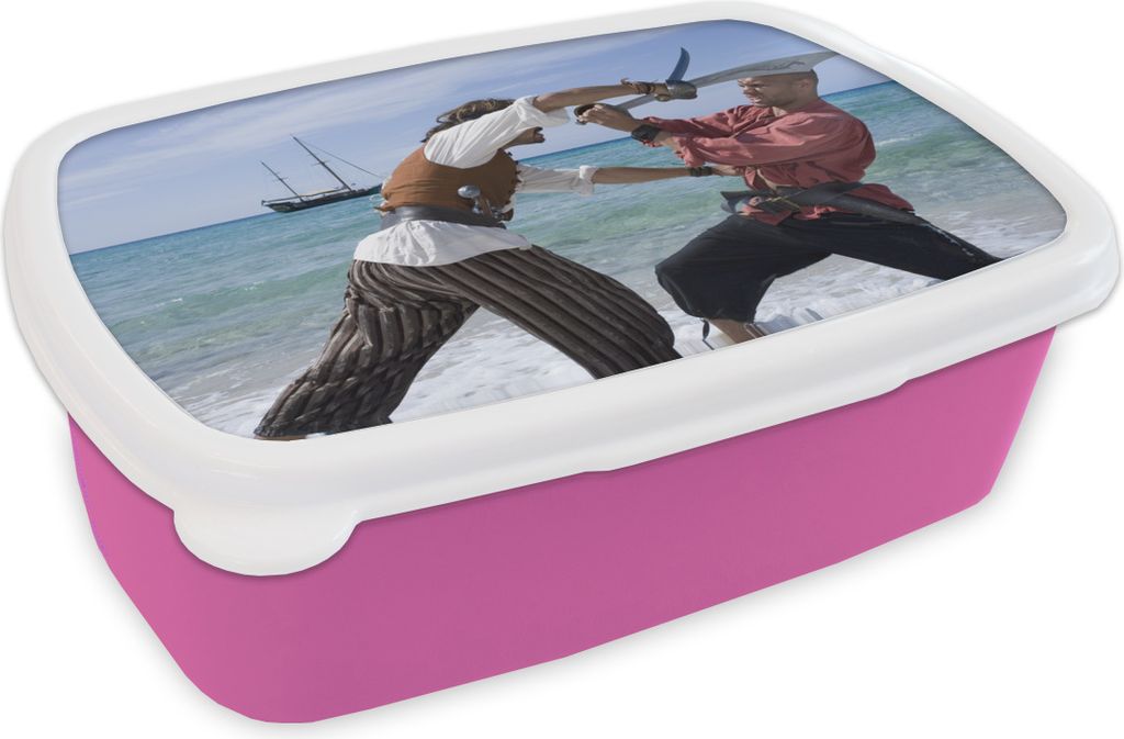 KitchenYeah Lunchbox Brotzeit Brotdose 17x11 cm Piraten im Schwertkampf Kinder Brotzeitdose - Lunchpaket - Brotkasten - Sandwich Box