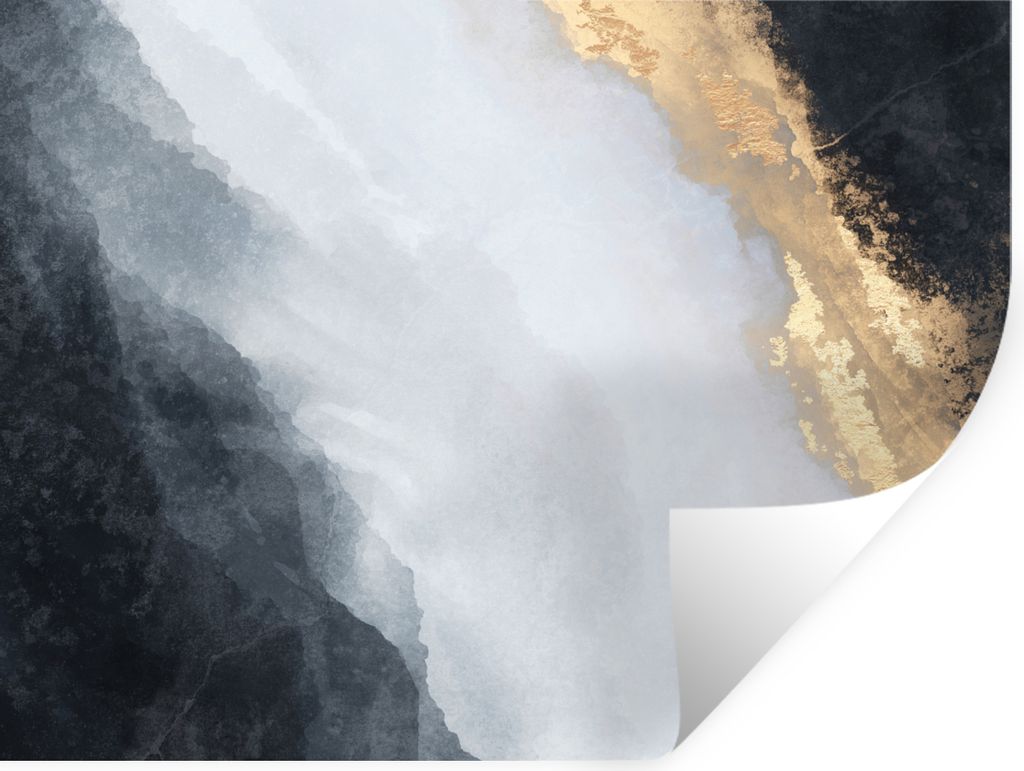 MuchoWow Wandtattoo Wandsticker Wandaufkleber Abstrakt - Farbe - Gold - Schwarz - Marmor 160x120 cm Selbstklebend und Repositionierbar - Selbstkl...