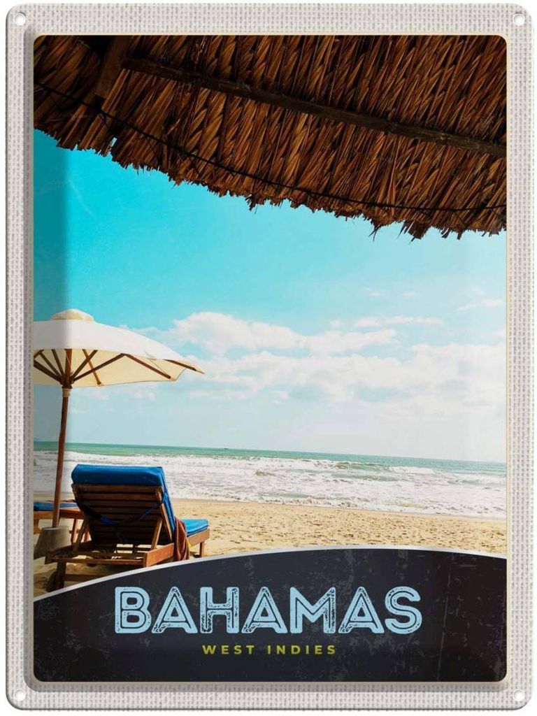 vianmo Blechschild 40x30 cm Bahamas west IndienSonne Bildmotiv Reisemotiv Abenteuer Reisen Urlaub