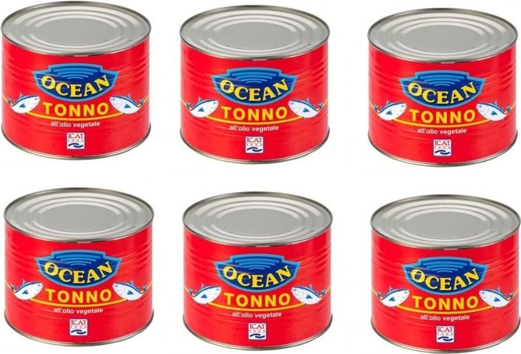 6x Ocean Tonno in Olio di Semi Thunfisch in Samenöl Thunfisch in Pflanzenöl CATERING-FORMAT 1730g Dose
