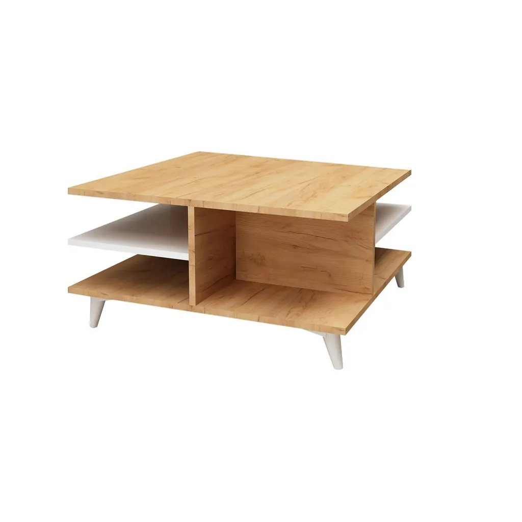 Table basse en chêne pour salon moderne, modèle rectiligne Skull - 3