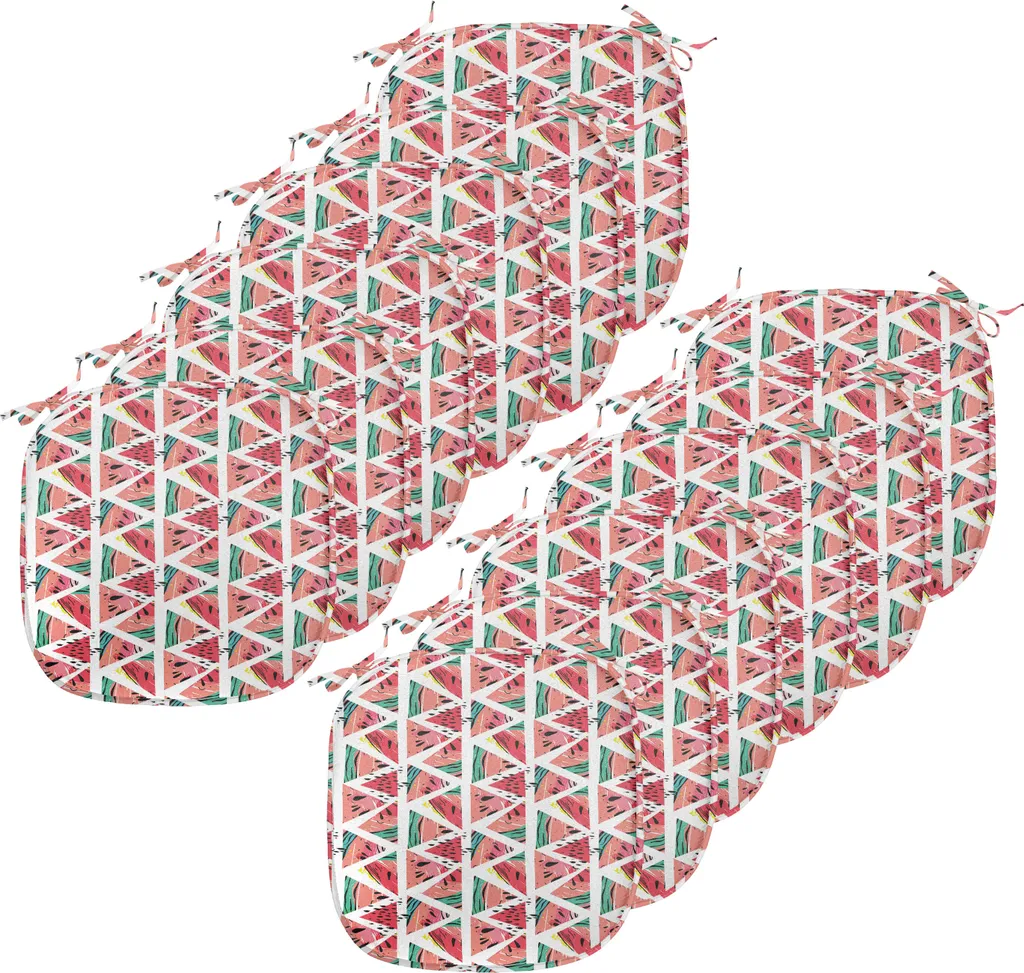 Coussins de Chaise Cuisine 40x40 cm Rose Turquoise Pastèque - Set de 12
