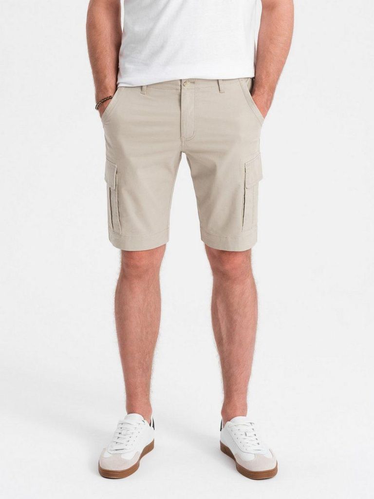 Ombre Einfarbige Herrenshorts mit Cargotaschen beige L