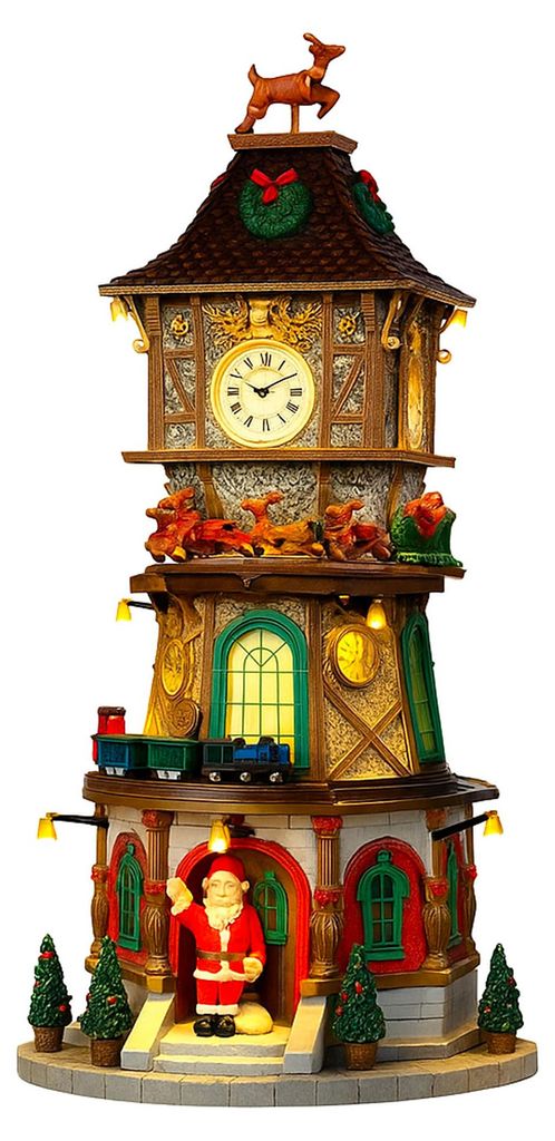 Wieża zegarowa świąteczna 16x33x16 cm ze światłami i Zdjęcie produktu 