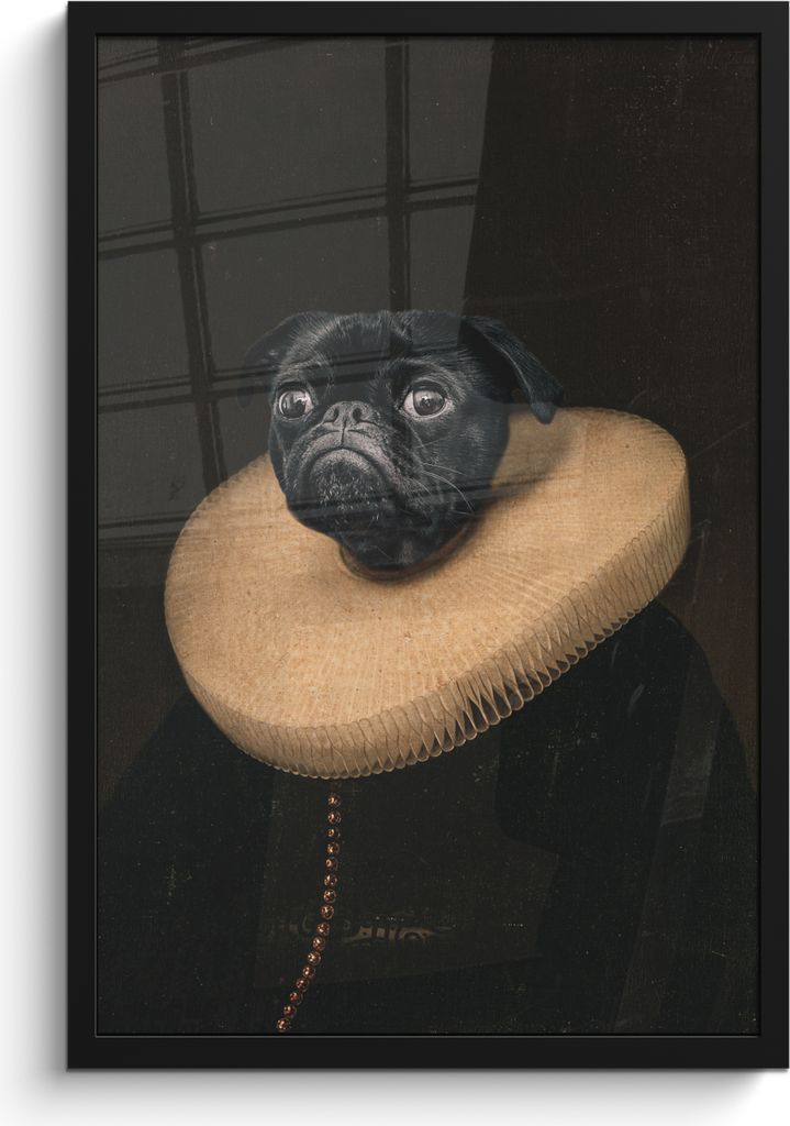 MuchoWow MuchoWow Gerahmtes Poster Alte Meister - Ölgemälde - Hund 40x60 cm - Poster mit zchwarzem Bilderrahmen - Papierdruck - Wandbilder