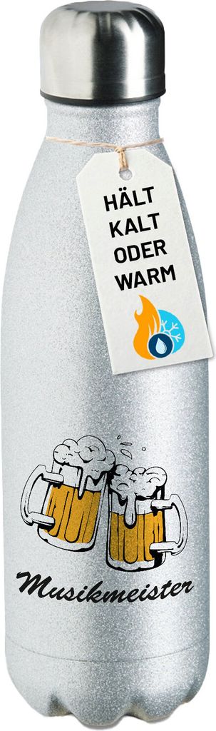 Huuraa Trinkflasche Musikmeister Schützenfest 500ml Silver Edelstahl Wasserflasche Trinkflasche Geschenkidee