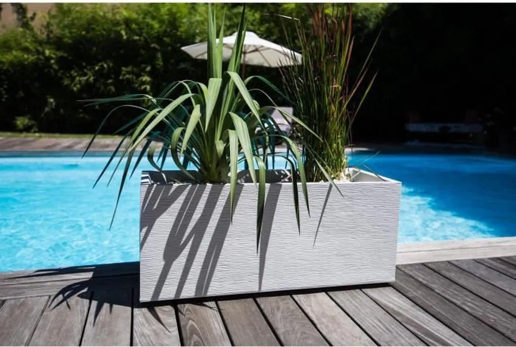 Jardinière Plastique Graphit Eda 99,5cm Blanc - Bac à Fleurs Design - 2