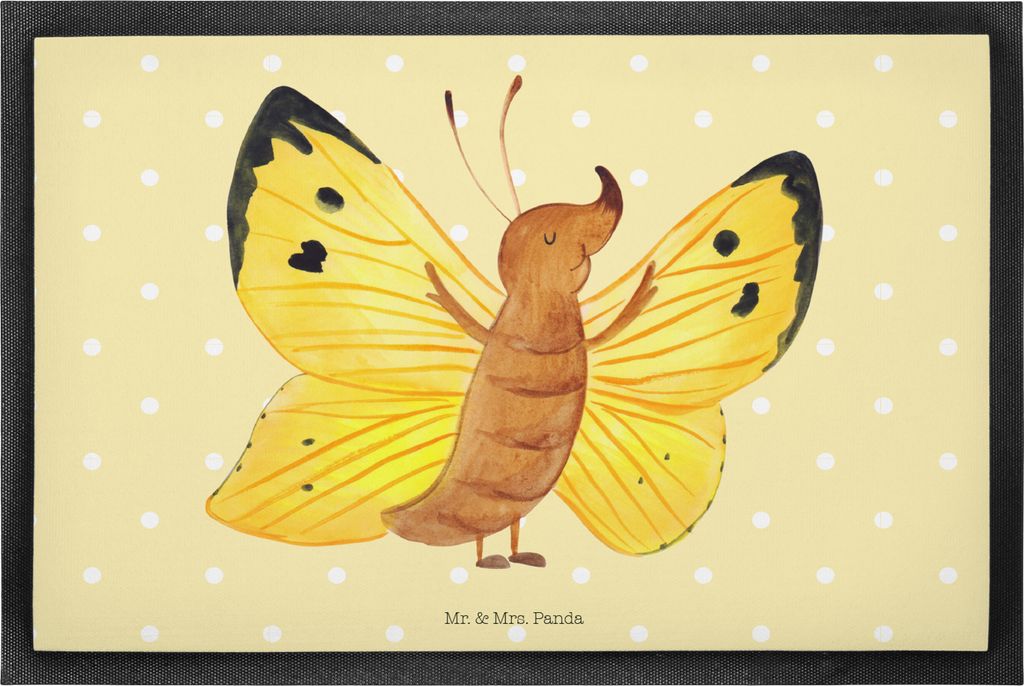 Mr. & Mrs. Panda Schmutzmatte Schmetterling Zitronenfalter 60 x 90 cm - Gelb Pastell - Geschenk, bodenmatte, fußmatte, Schmutzfangmatte, Liebe, Lu...