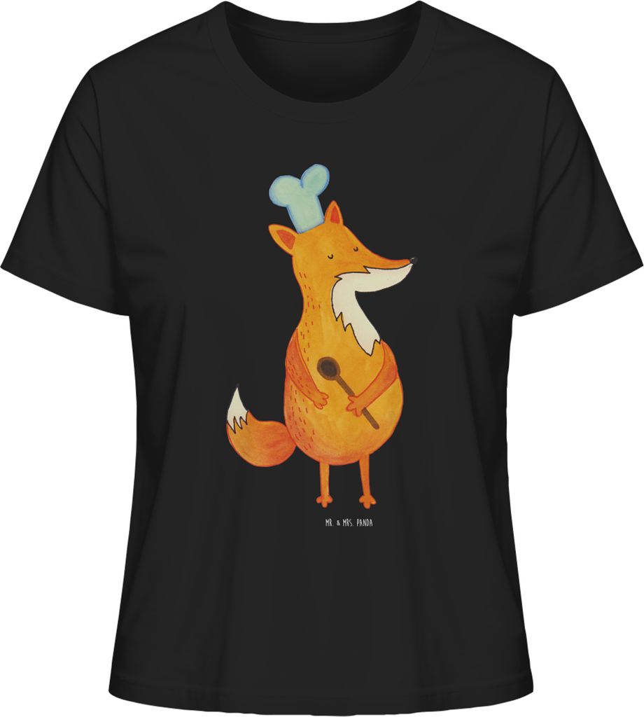 Mr. & Mrs. Panda Basic Shirt Damen Fuchs Koch Größe M - Schwarz - Geschenk, Kochen, baumwollshirt, Kurzarmshirt, Bäcker, Baumwoll T-Shirt, Chefk...
