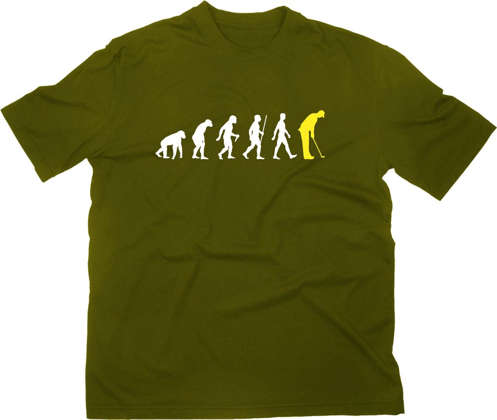 Styletex23 T-Shirt Golf Fun Minigolf Evolution of Man, oliv, XL