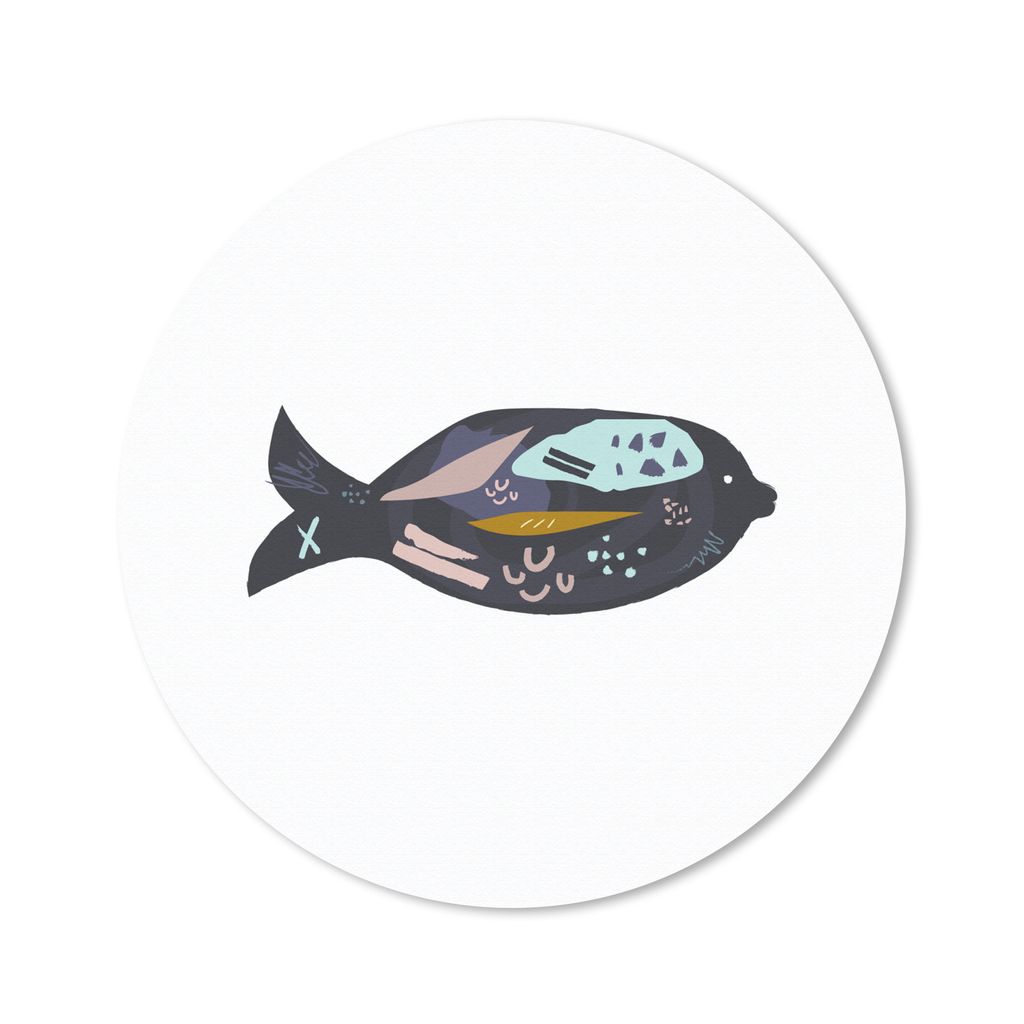 MuchoWow Mauspad Mousepad Pastell - Schwarz - Fisch 30x30 cm - Mousepads - Maus Mat - Pad - Mausunterlage - Tischunterlage - Schreibtischmatten