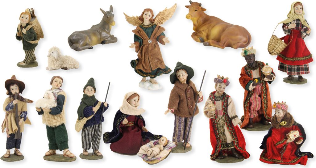15x FADEDA Krippenfiguren alpenländisch, Ankleidefiguren / Höhe:10 cm / handbemalt / detailgetreue Krippen Figuren - Weihnachten Tisch Dekoration...