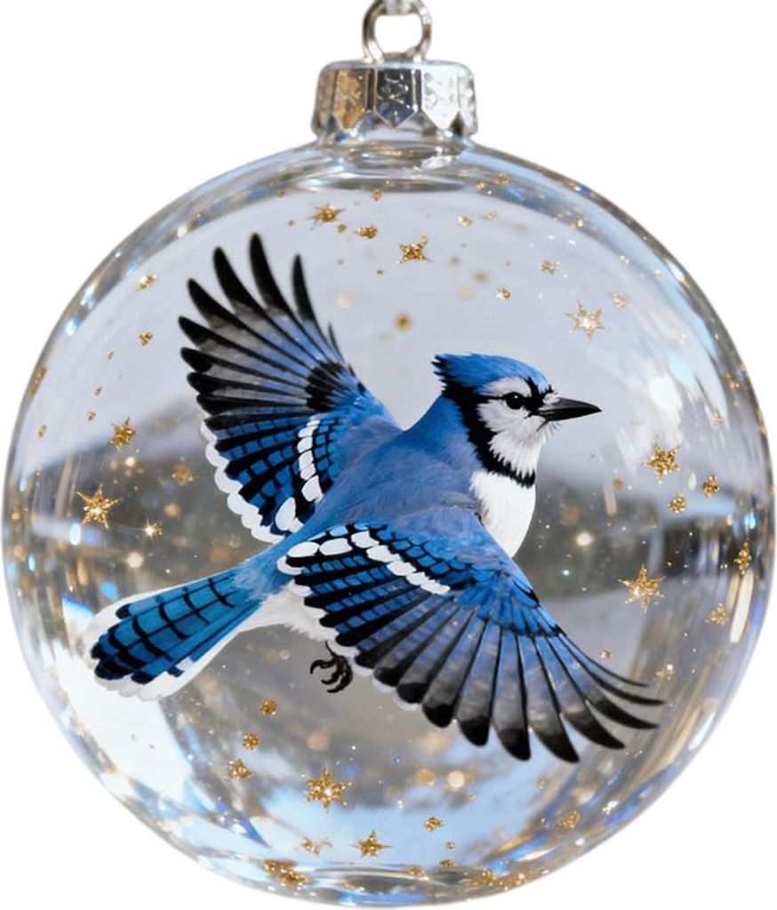 Weihnachtsbaumschmuck in Vogelform, handgefertigte Kugeln aus transparentem Kunststoff mit naturgetreuen 3D-Vögeln, Erinnerungsstücke und Geschen...