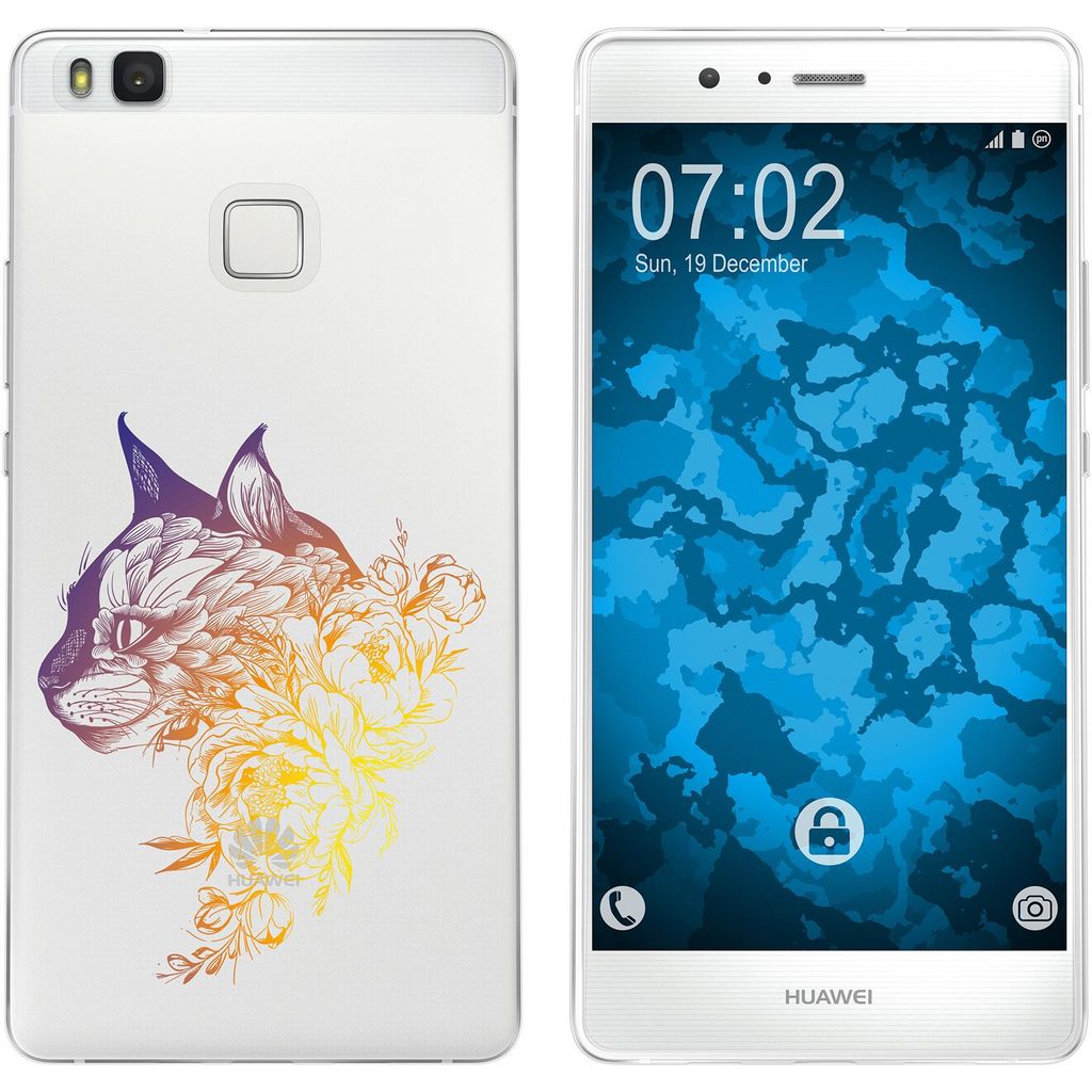 PhoneNatic Case kompatibel mit Huawei P9 Lite Silikon-Hülle Floral Katze M2-3