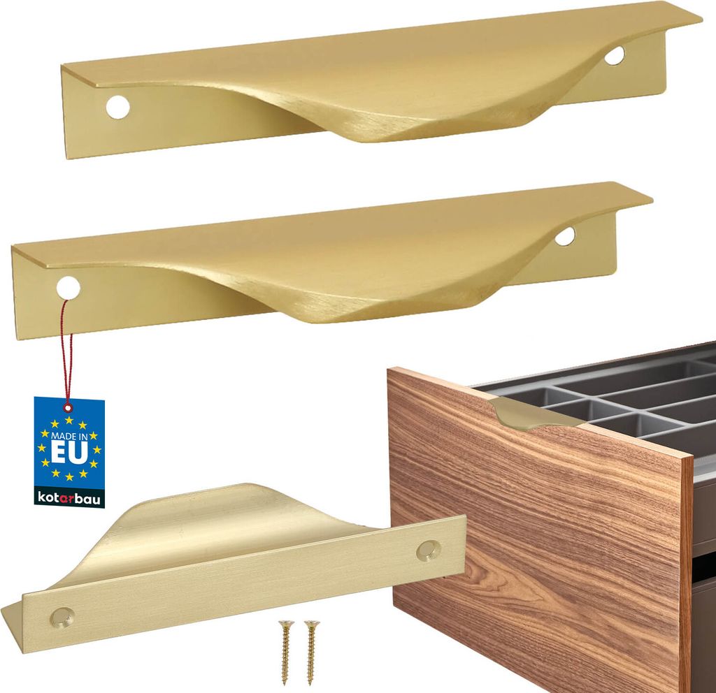 KOTARBAU 2er Set Möbelgriff Möbelgriffe Schrankgriffe 96 / 116 mm ZnAl Küchengriffe Gold Griffe Möbel Türgriff Profilgriff Türgriffe Küche...