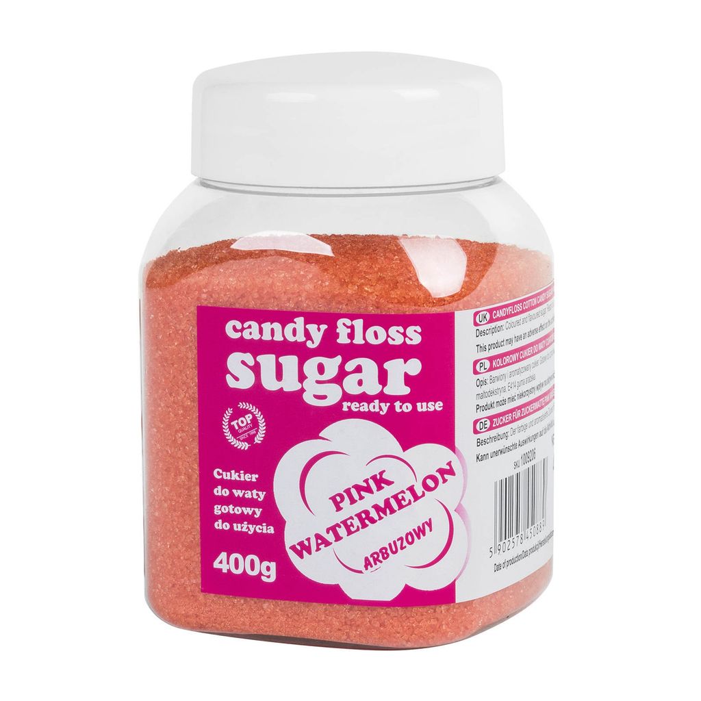 Barevný cukr do cukrové vaty, růžový, příchuť melounu, 400g Obrázek produktu 