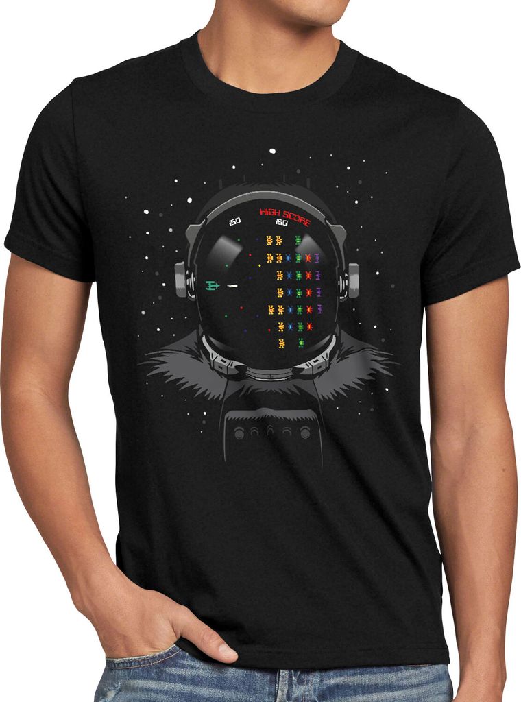 BaumwolleCloud Space Gamer Herren T-Shirt astronat invaders
