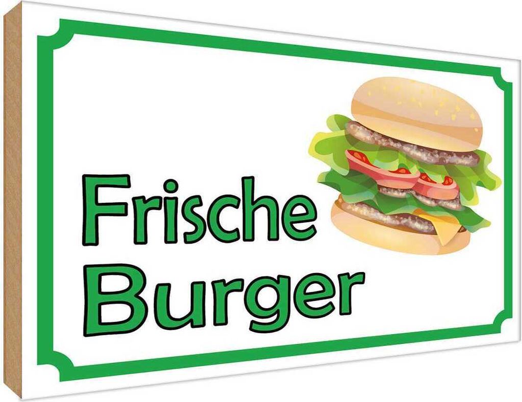 vianmo Holzschild 30x40 cm frische Burger Restaurant Essen Trinken
