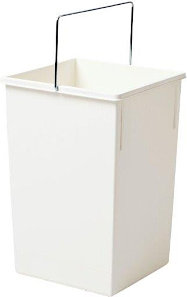 A white rectangular bucket with a metal handle.