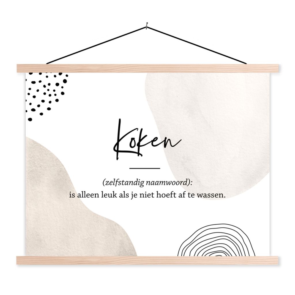 MuchoWow Textilposter kochen - kochen definition - Sprichwörter - Wörterbuch - Zitate 120x90 cm mit holzfarbenen Rahmen - Magnetisch