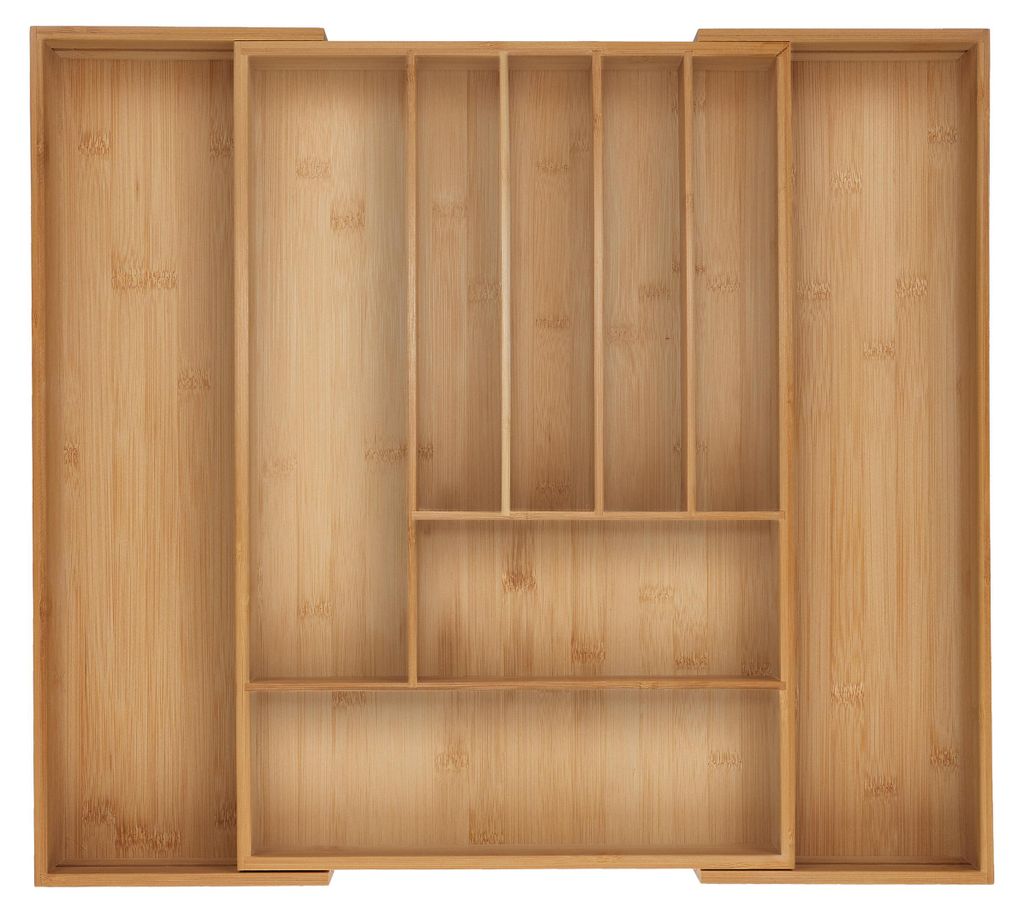 Relaxdays Besteckkasten, 7–9 Fächer, ausziehbarer Besteck Produktbild 