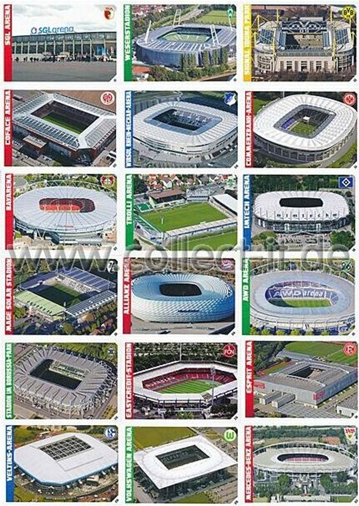 Match Attax - Spar 16 - Saison 12/13 - ALLE 18 Stadionkarten