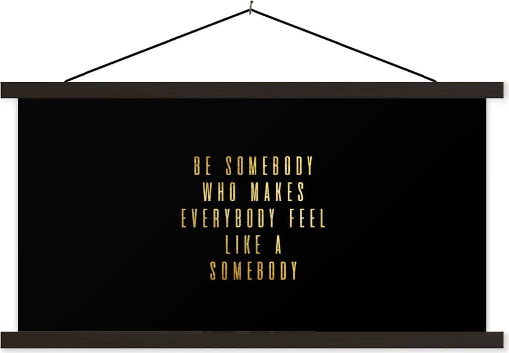 MuchoWow Textilposter Zitate - Sprichwörter - Gold - Schwarz 150x75 cm mit schwarzem Rahmen - Posterleiste